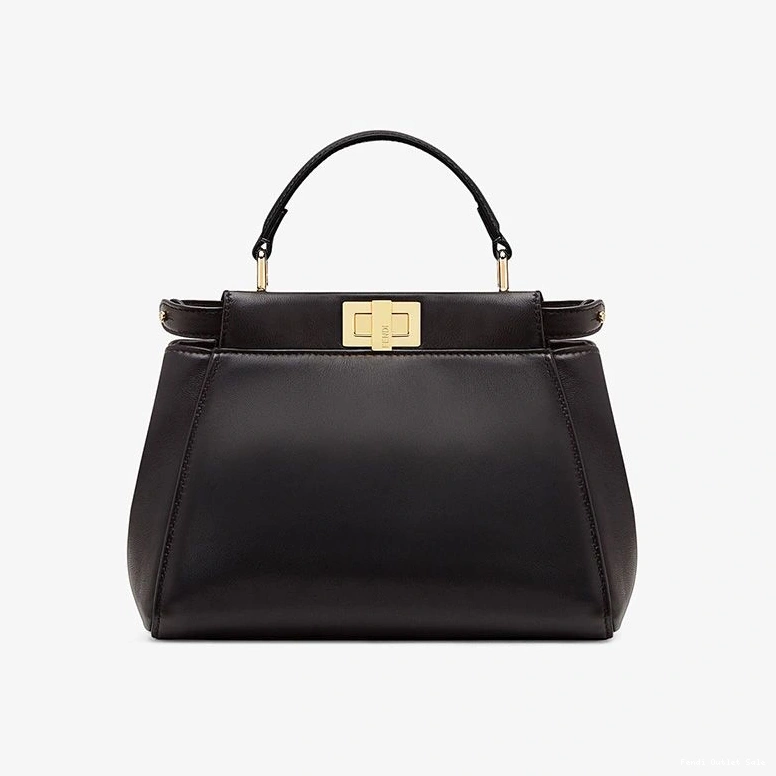 Affordable Fendi Nappa Iconic Peekaboo Black In Mini Leather Handbag 0811